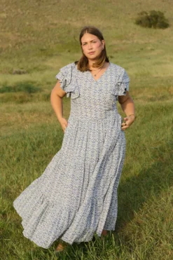 Trixie Dress in Blue Moroccan Tile