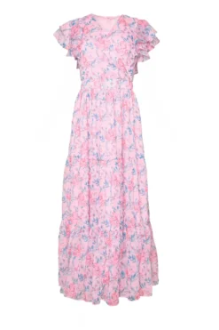 Trixie Dress in Pink Sketched Flower Chiffon