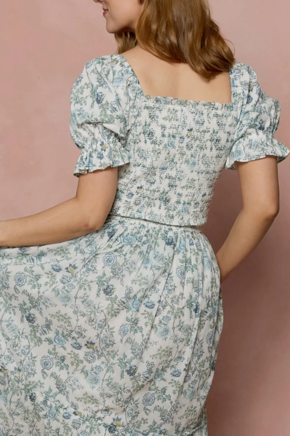 Valencia Dress in Ivory Climbing Vine Bloom